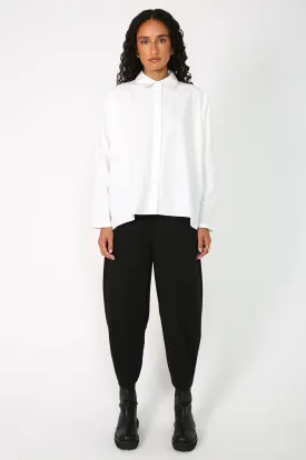 shirr shirt long sleeve / white