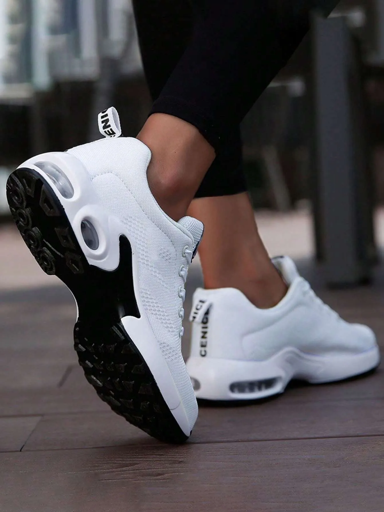 Sporty Sneakers for Women, Letter Patch Decor Lace up Front Running Shoes