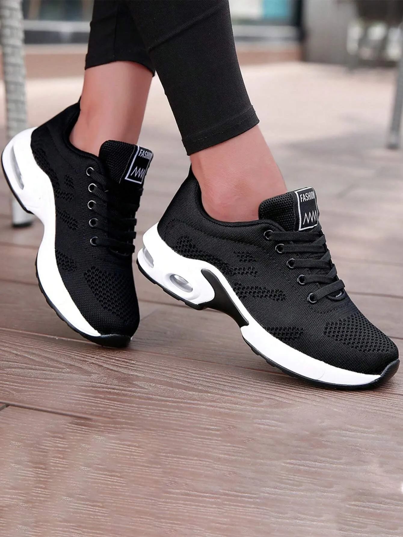 Sporty Sneakers for Women, Letter Patch Decor Lace up Front Running Shoes