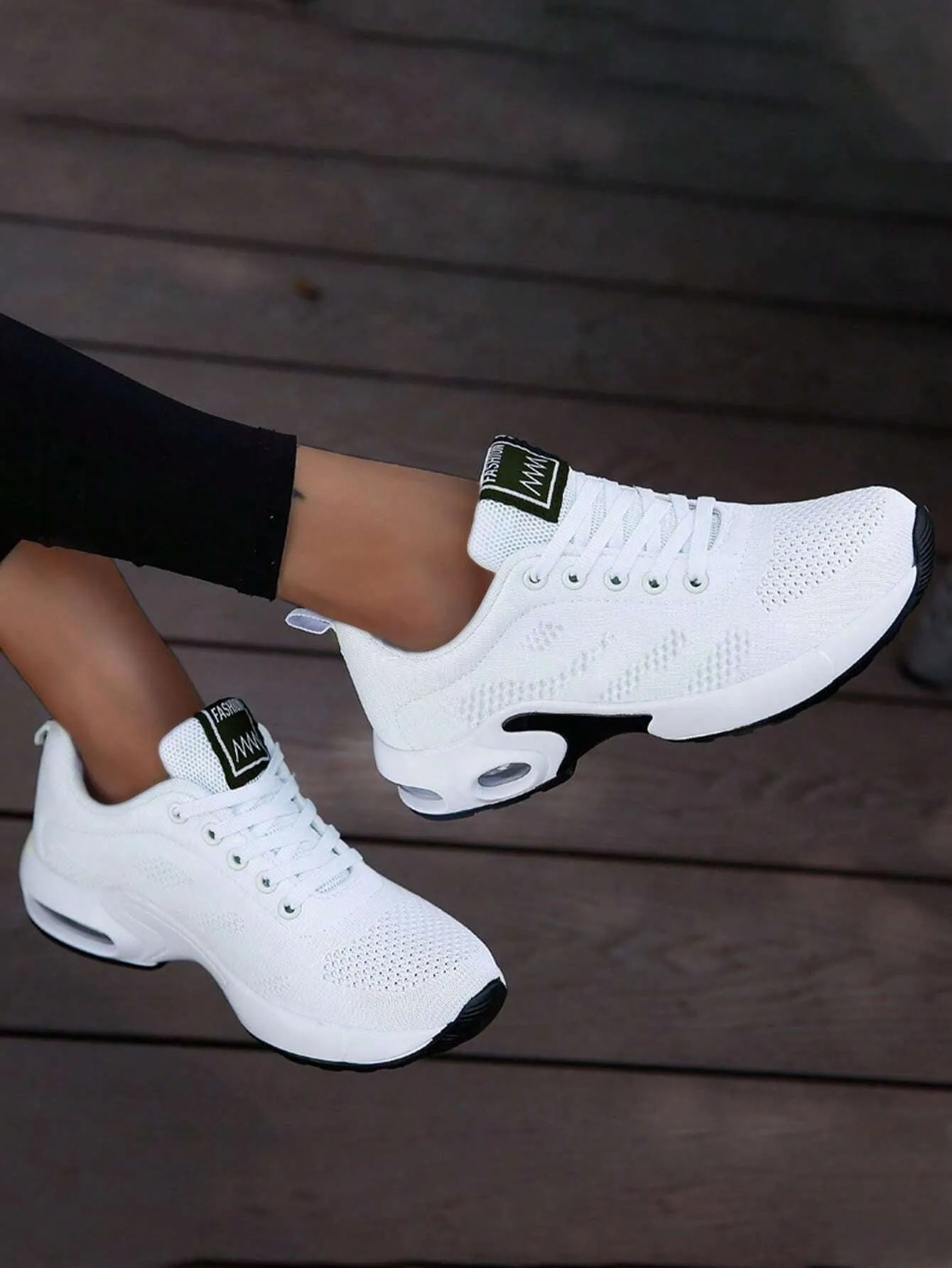 Sporty Sneakers for Women, Letter Patch Decor Lace up Front Running Shoes