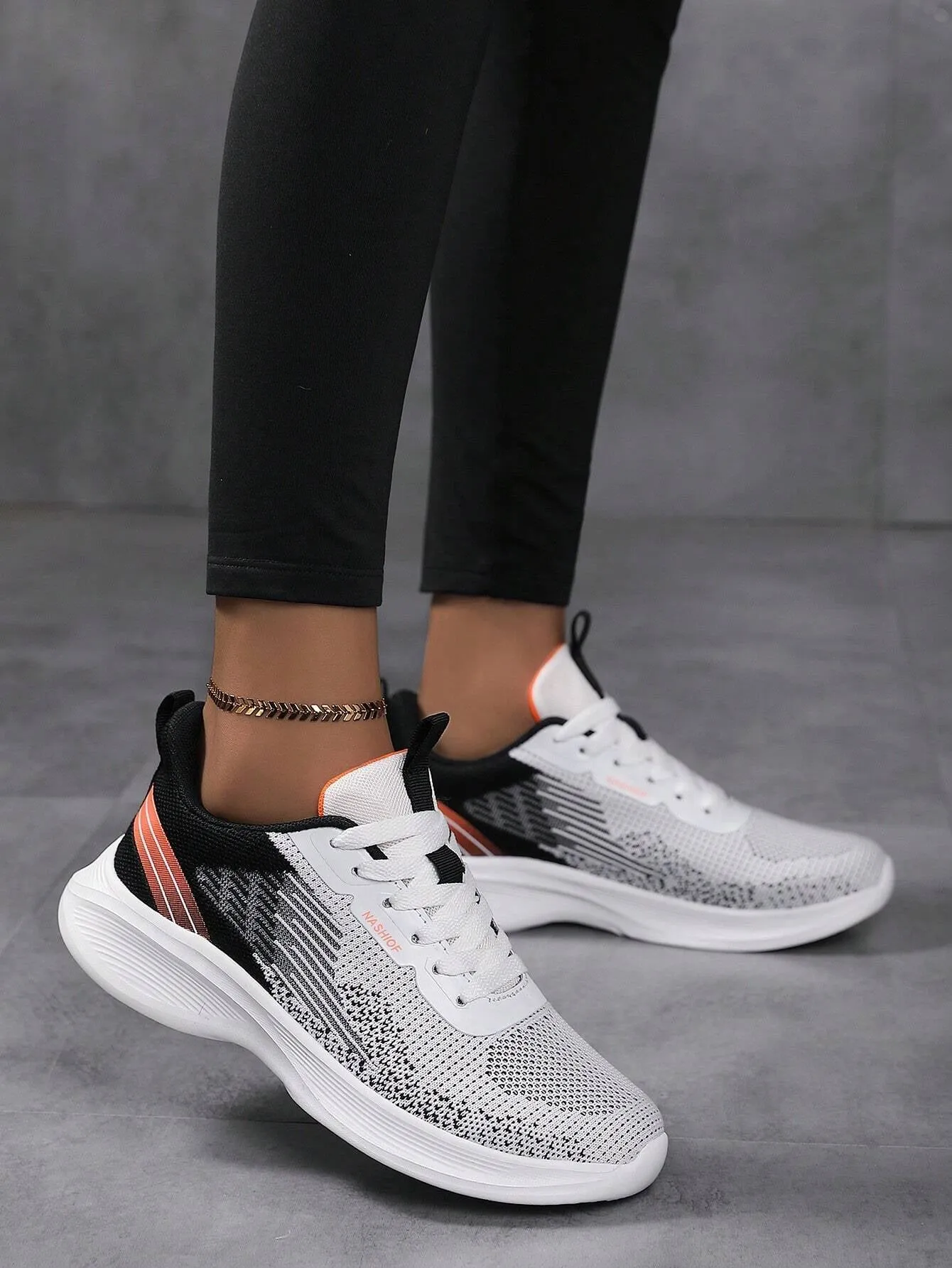 Sporty Sneakers for Women, Letter Patch Decor Lace up Front Running Shoes