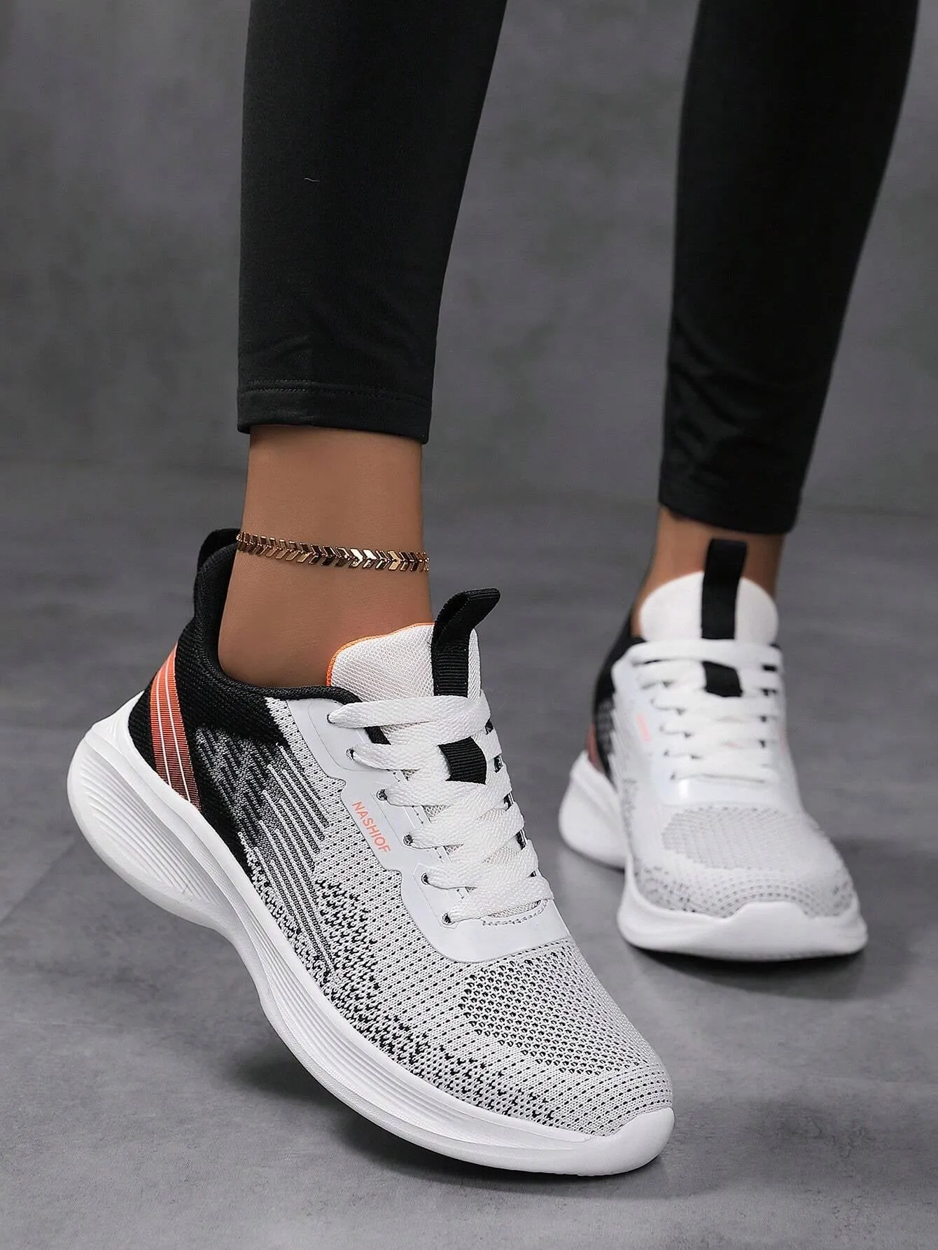 Sporty Sneakers for Women, Letter Patch Decor Lace up Front Running Shoes