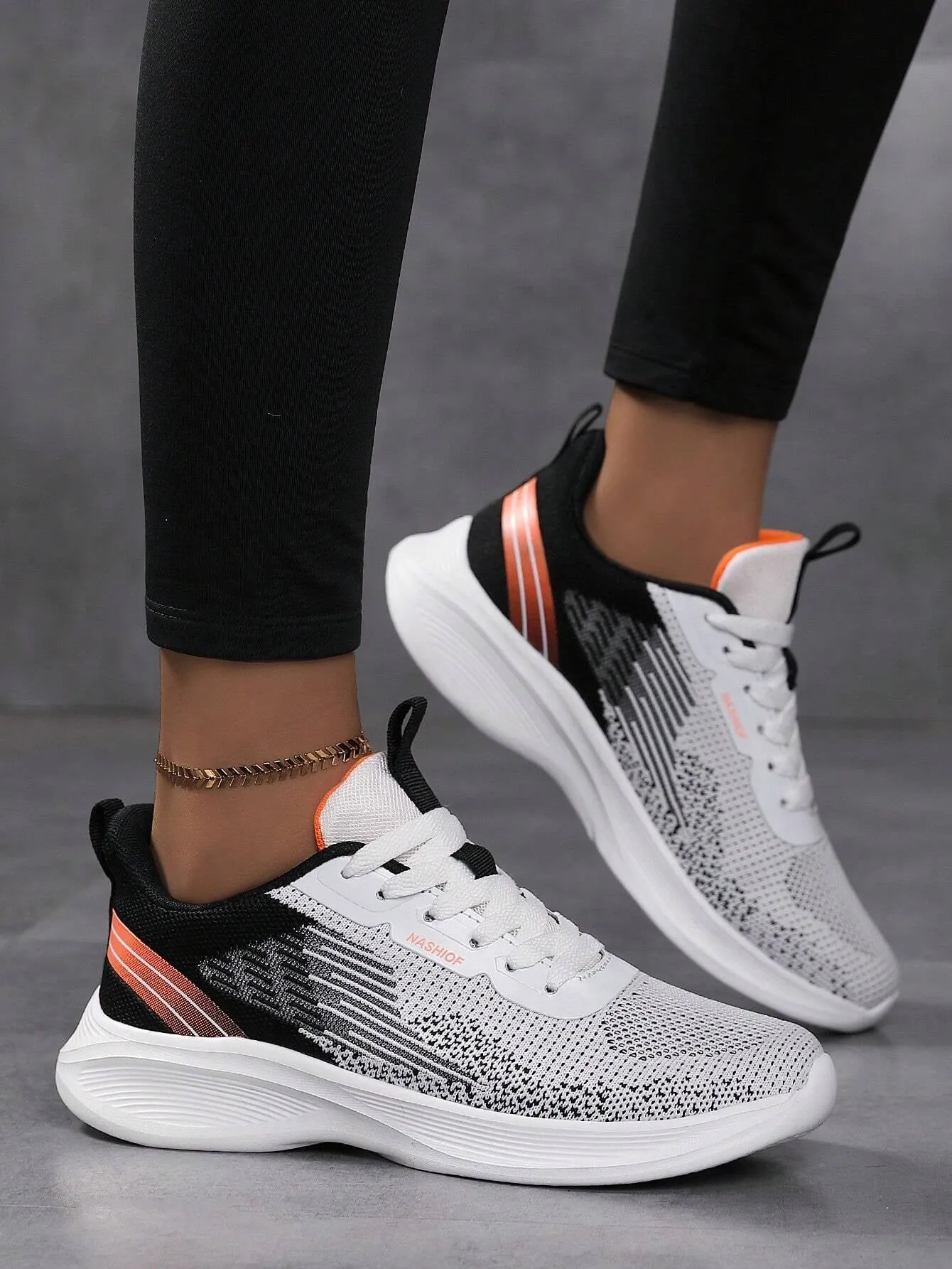 Sporty Sneakers for Women, Letter Patch Decor Lace up Front Running Shoes