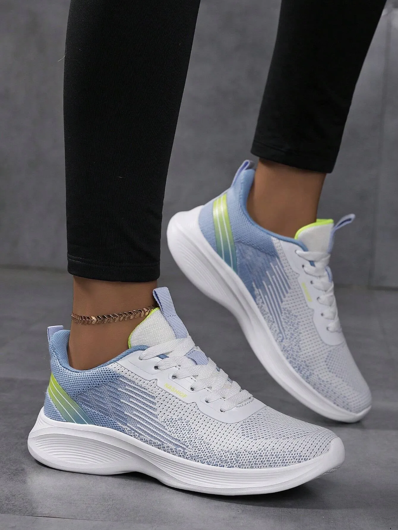 Sporty Sneakers for Women, Letter Patch Decor Lace up Front Running Shoes