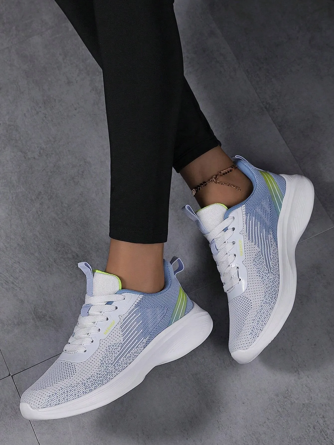Sporty Sneakers for Women, Letter Patch Decor Lace up Front Running Shoes