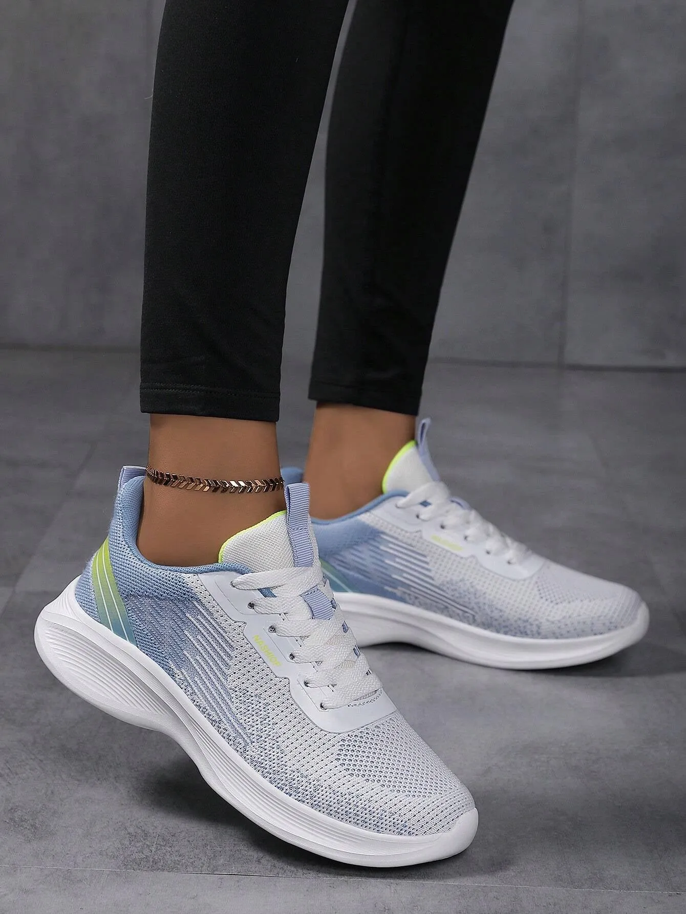 Sporty Sneakers for Women, Letter Patch Decor Lace up Front Running Shoes