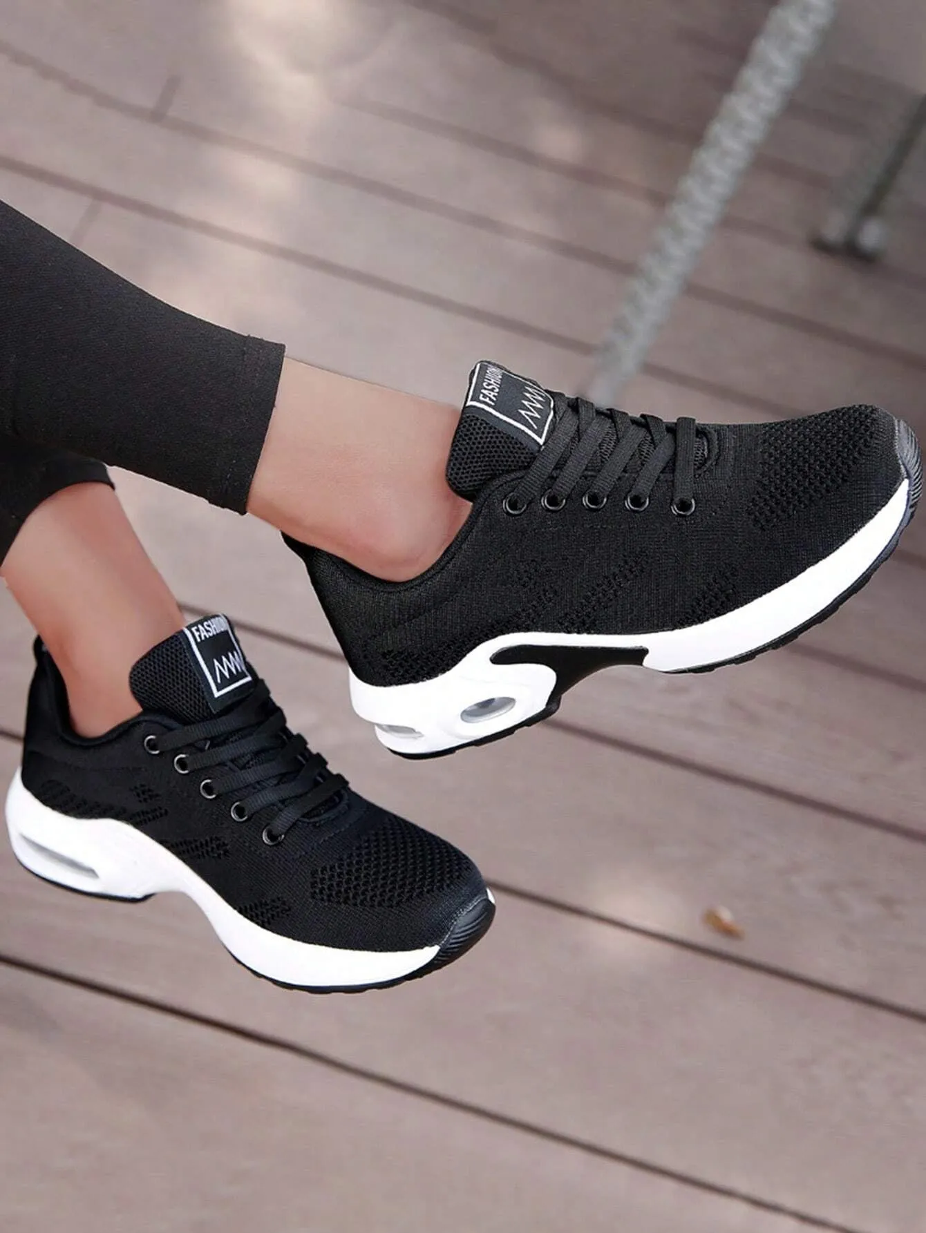 Sporty Sneakers for Women, Letter Patch Decor Lace up Front Running Shoes