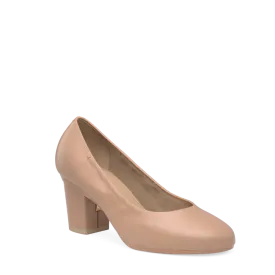 The Ballet Pump - Latte Stretch Leather 3 Block