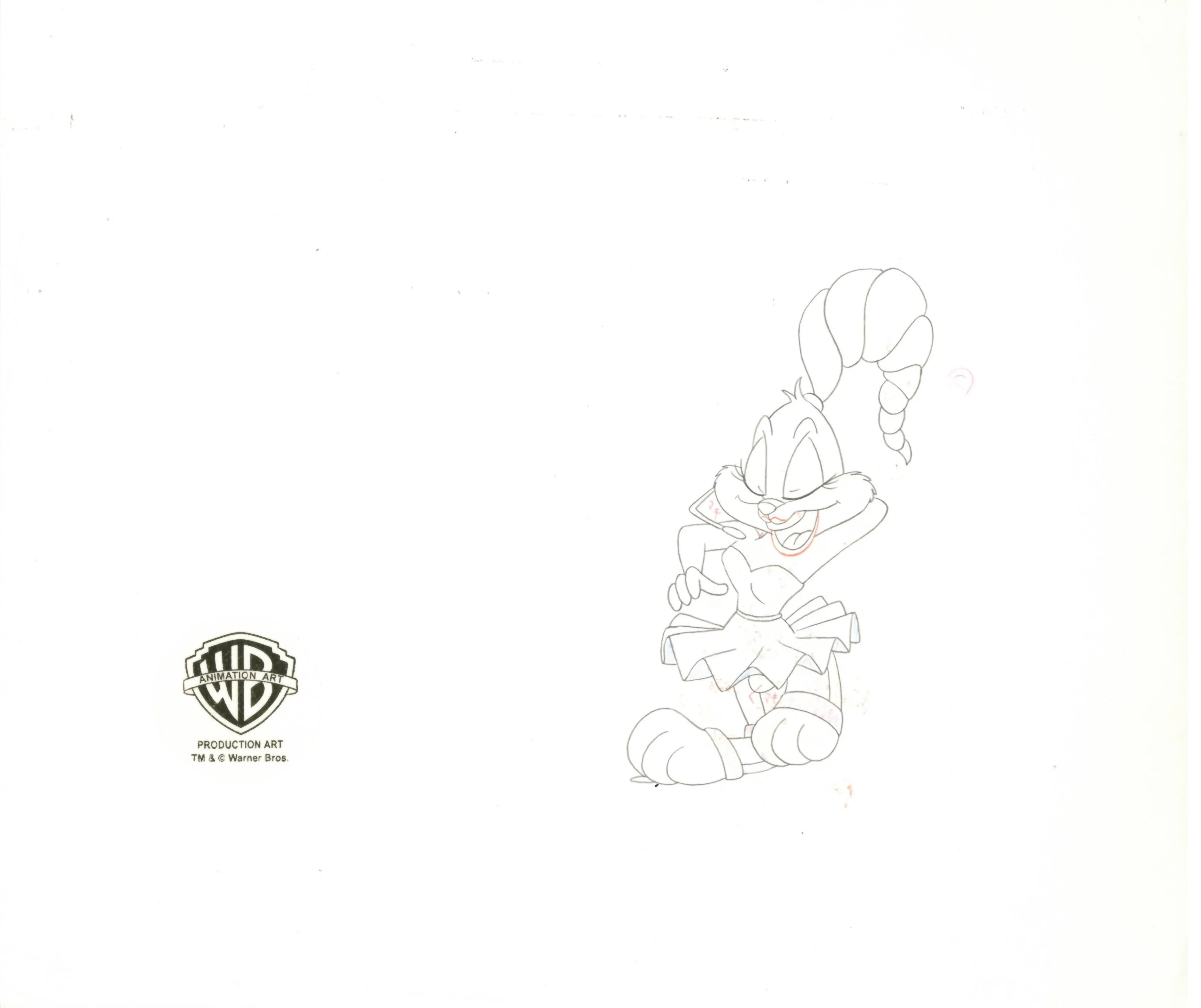 Tiny Toons Original Production Cel with Matching Drawing Signed by Tom Ruegger: Buster and Babs
