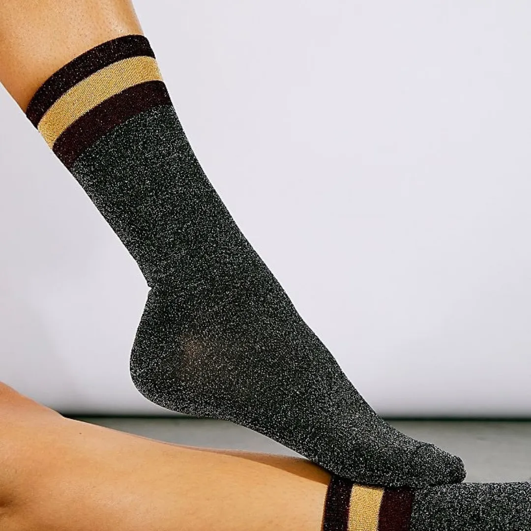 Varsity Lurex 3/4 Sock - Gunmetal Grey