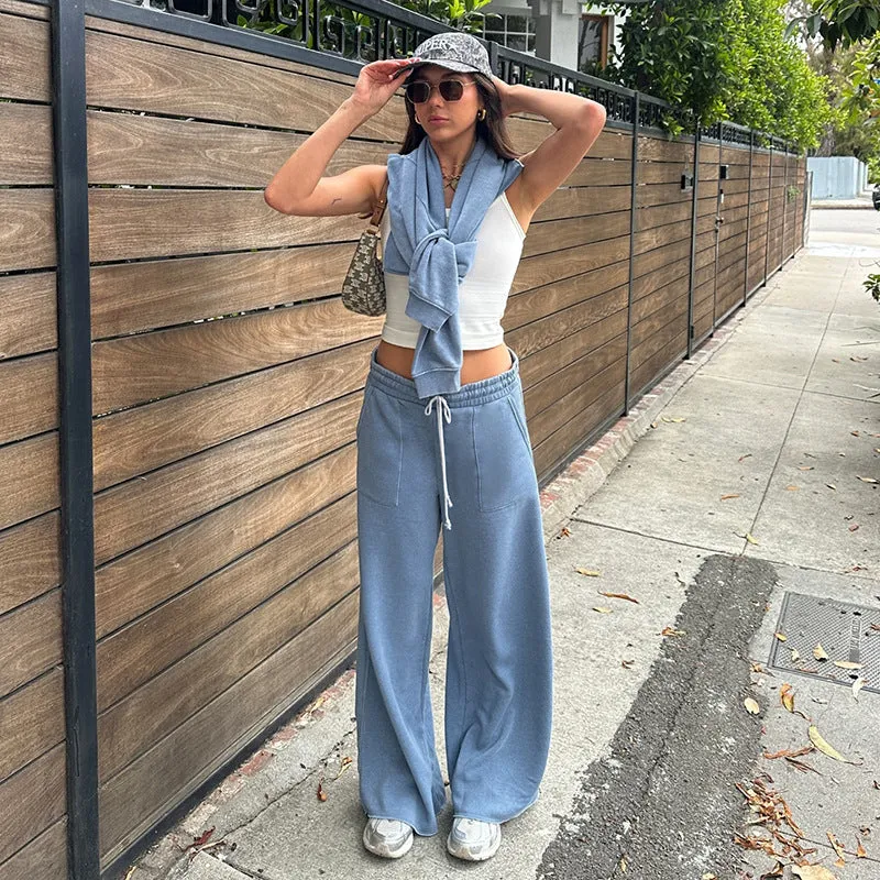 Wide-Leg Drawstring Lounge Pants