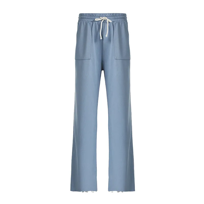 Wide-Leg Drawstring Lounge Pants