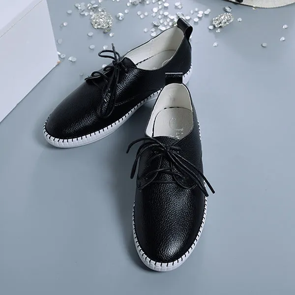 Women Casual Lace Up White Flat Shoes