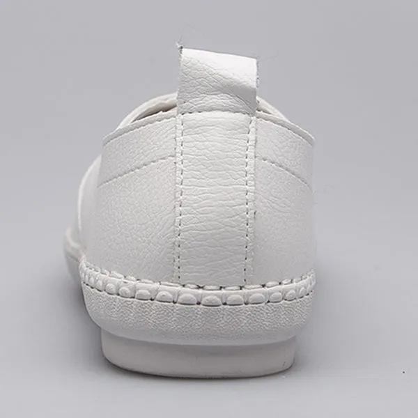 Women Casual Lace Up White Flat Shoes
